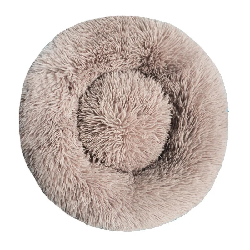 Round Dog Bed with Plush Basket