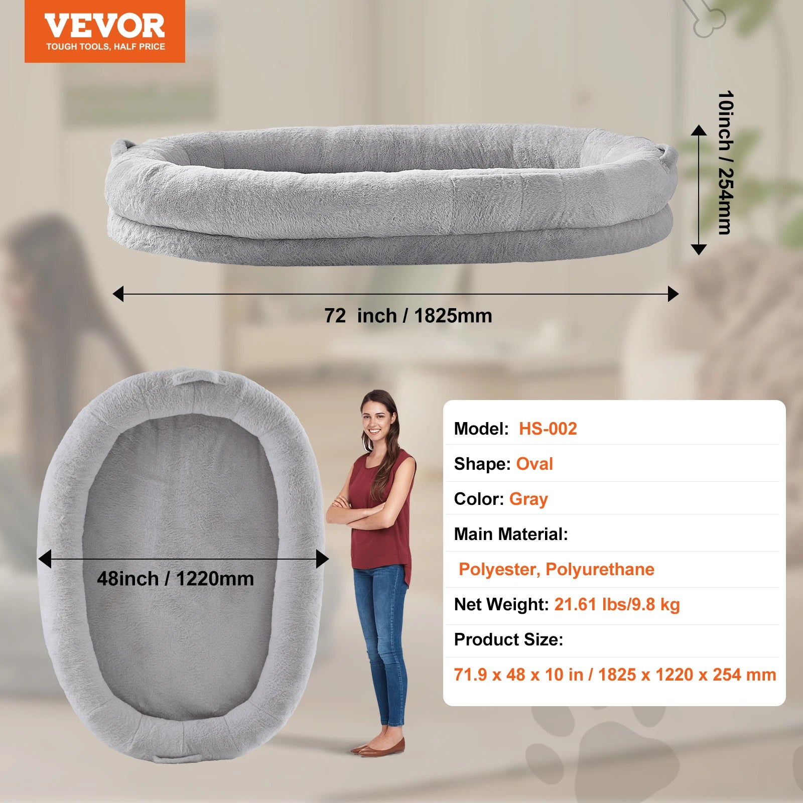 SucceBuy Human Dog Bed for Adult Human Size Dog