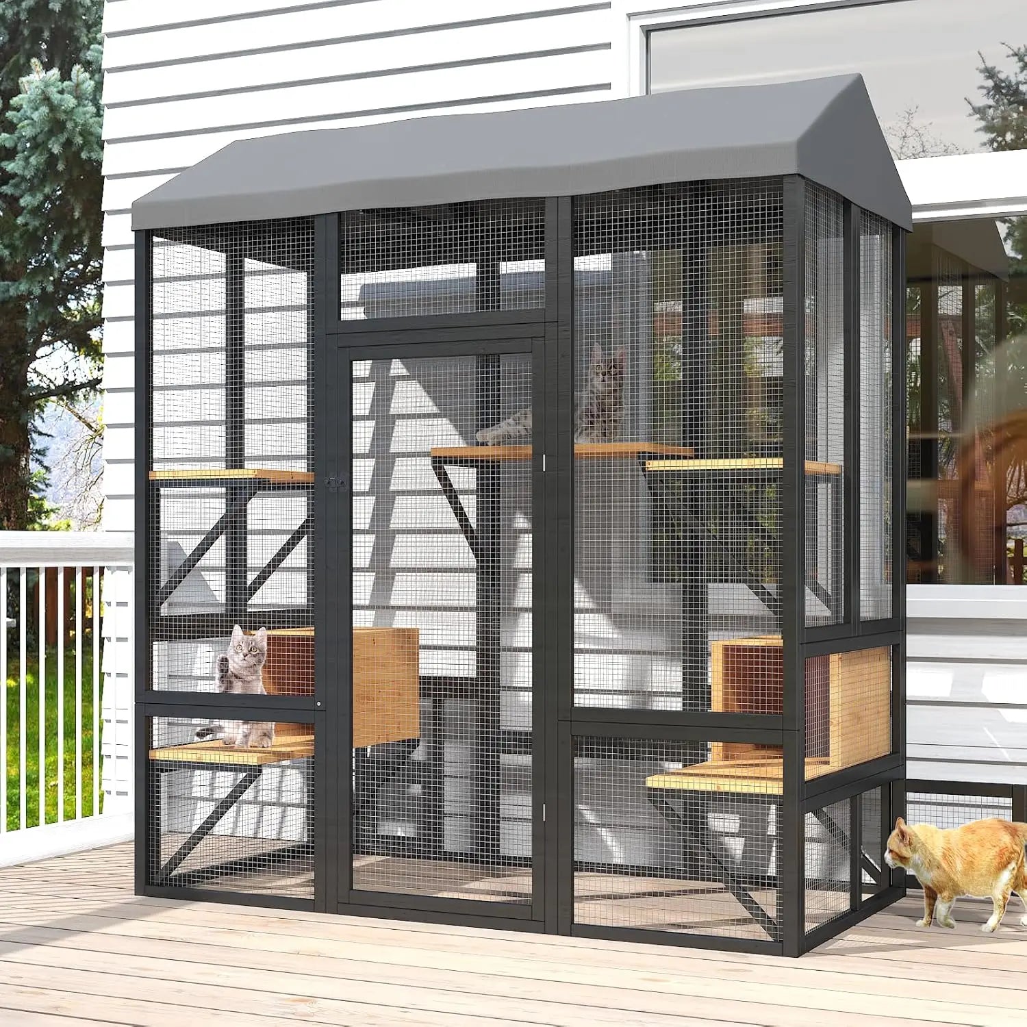 72" Large Catio Outdoor Cat Enclosure, Walk-in Cat Cage