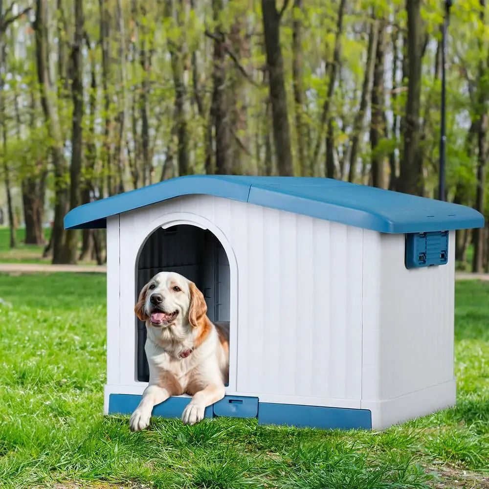 34.6 Inches Sturdy Plastic Dog House with Liftable Roof, I