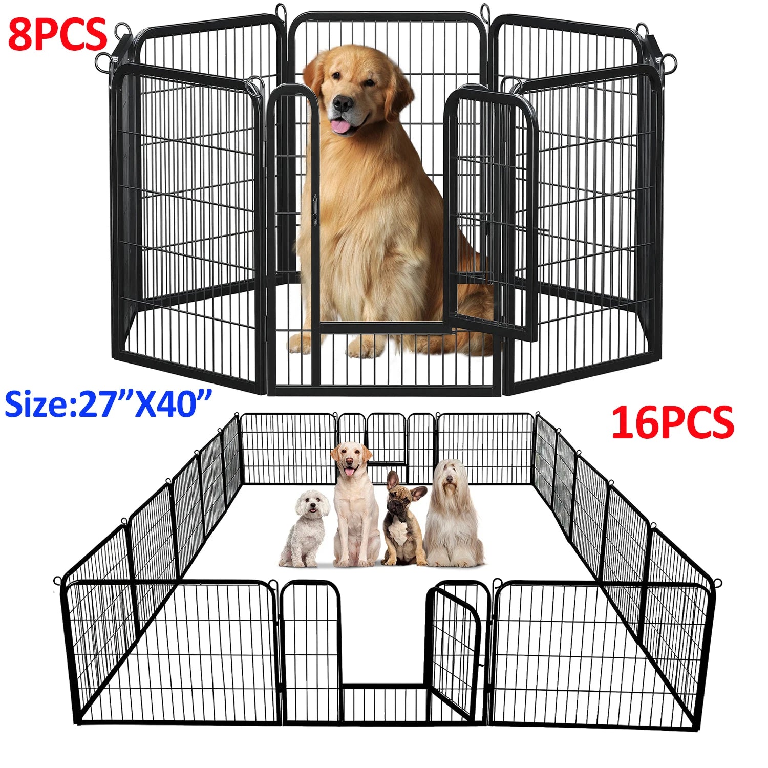 Dog Playpen with Door, Metal Pet Fence, Heavy Duty