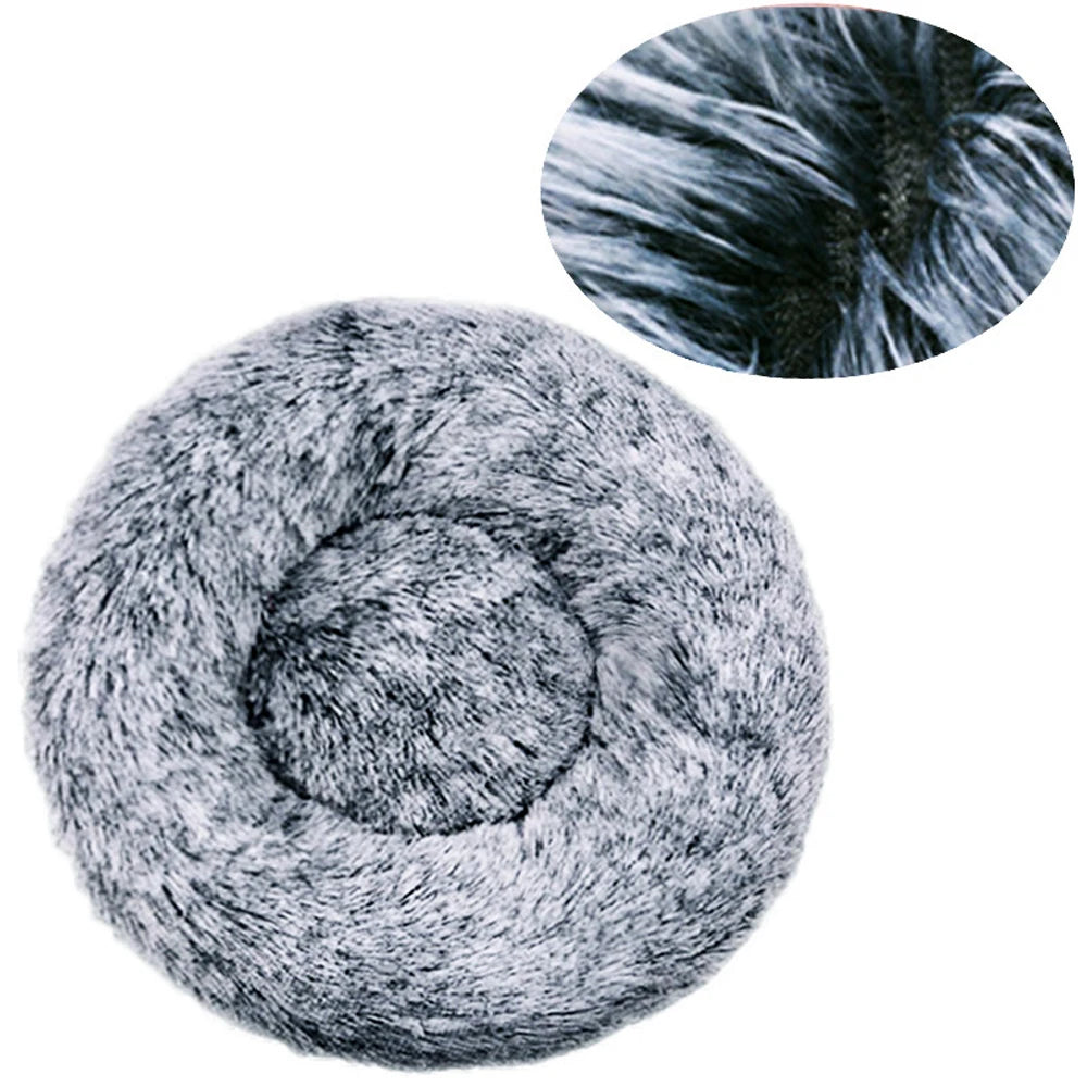 Round Dog Bed with Plush Basket