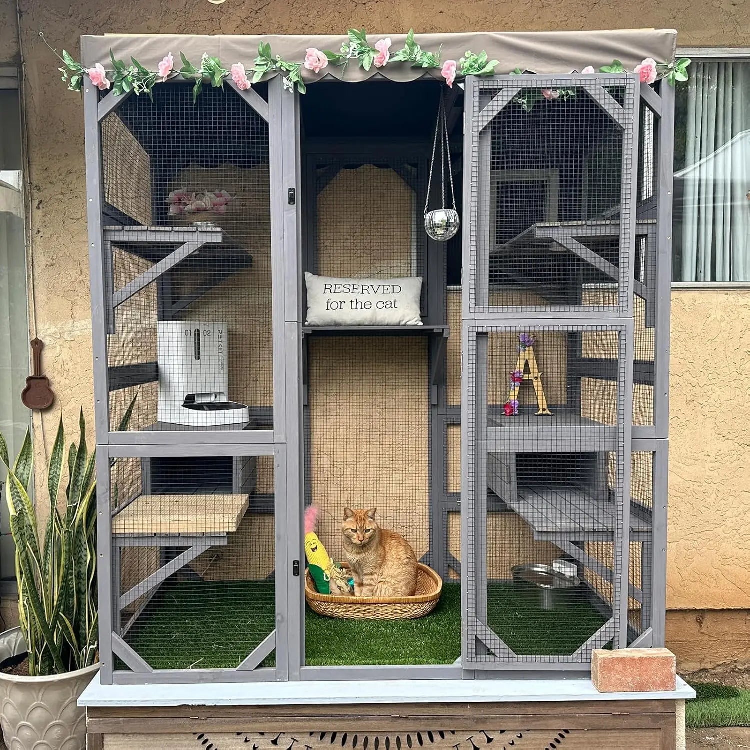 70in Wooden Outdoor Cat Enclosure