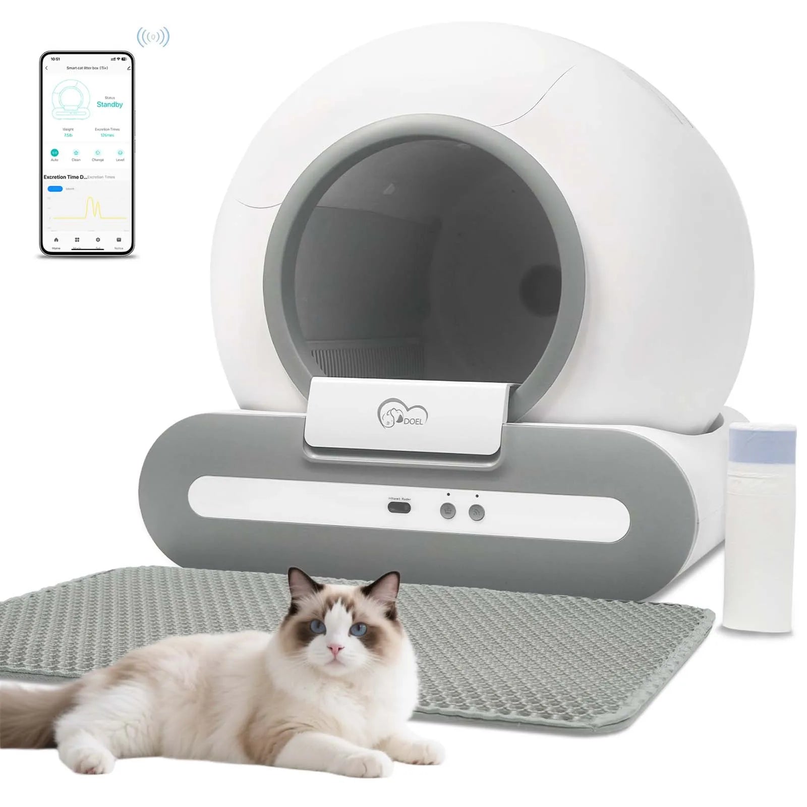 DOEL 65L Self-Cleaning Cat Litter Box