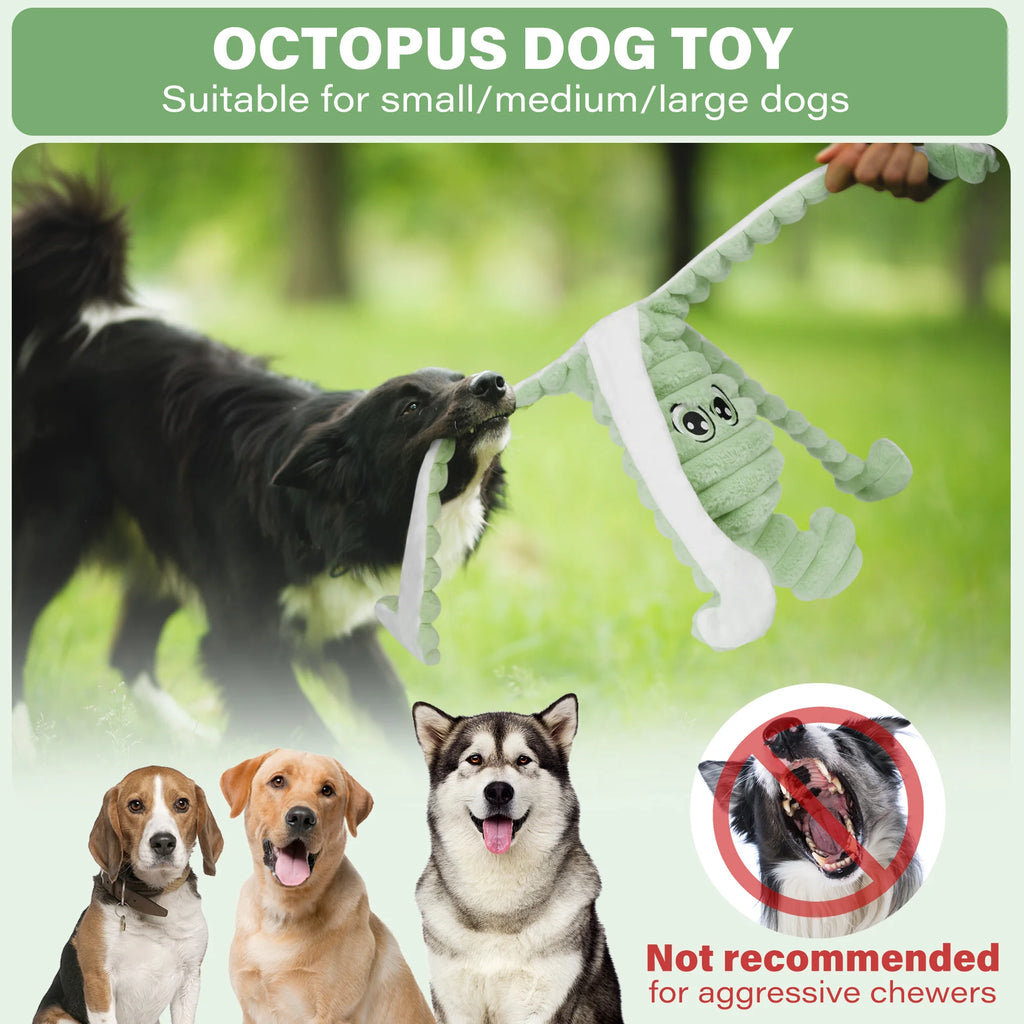 Octopus Design Pet Grinding Teeth Squeaky Plush Toy,