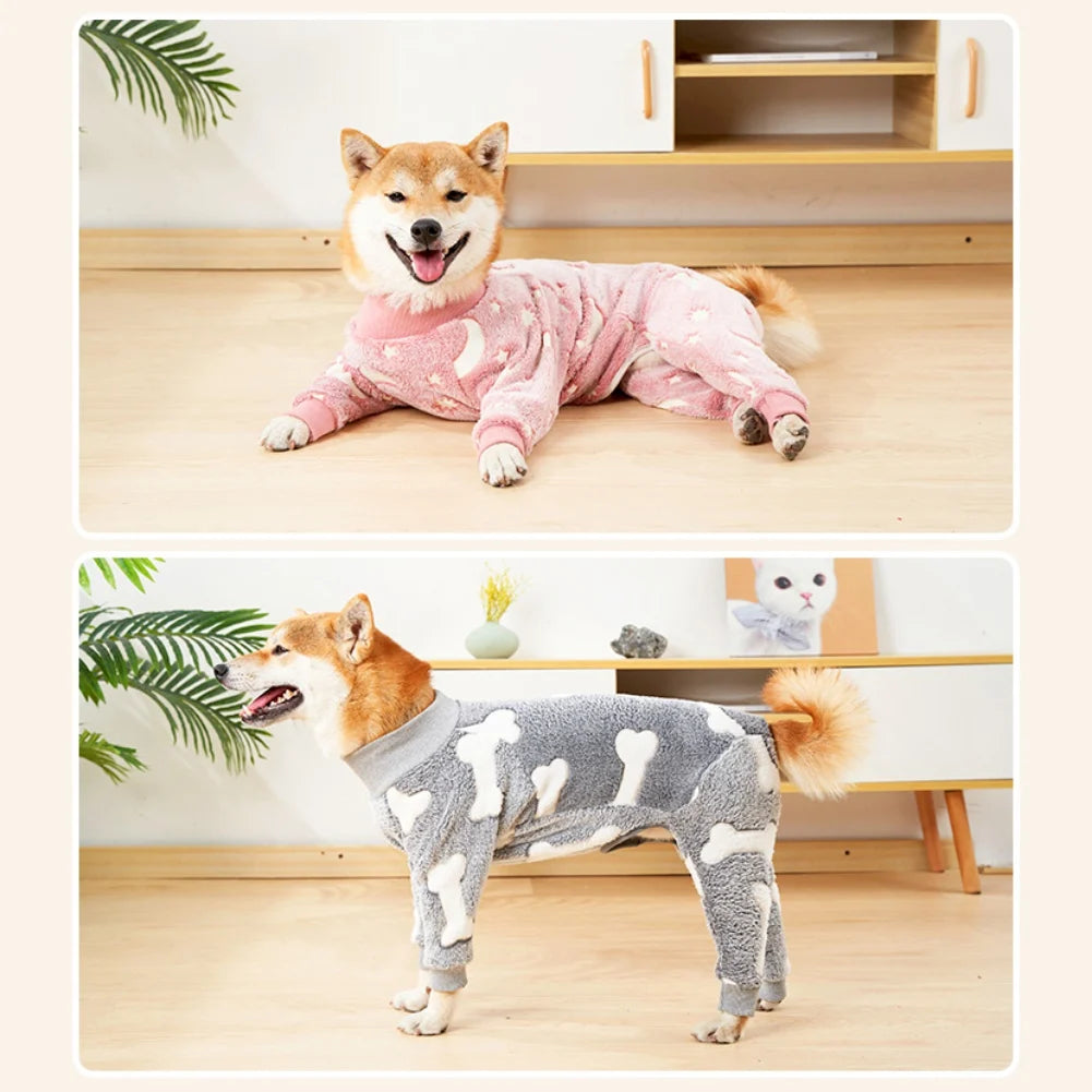 Winter Pet Dog Fleece Pajama Jumpsuit