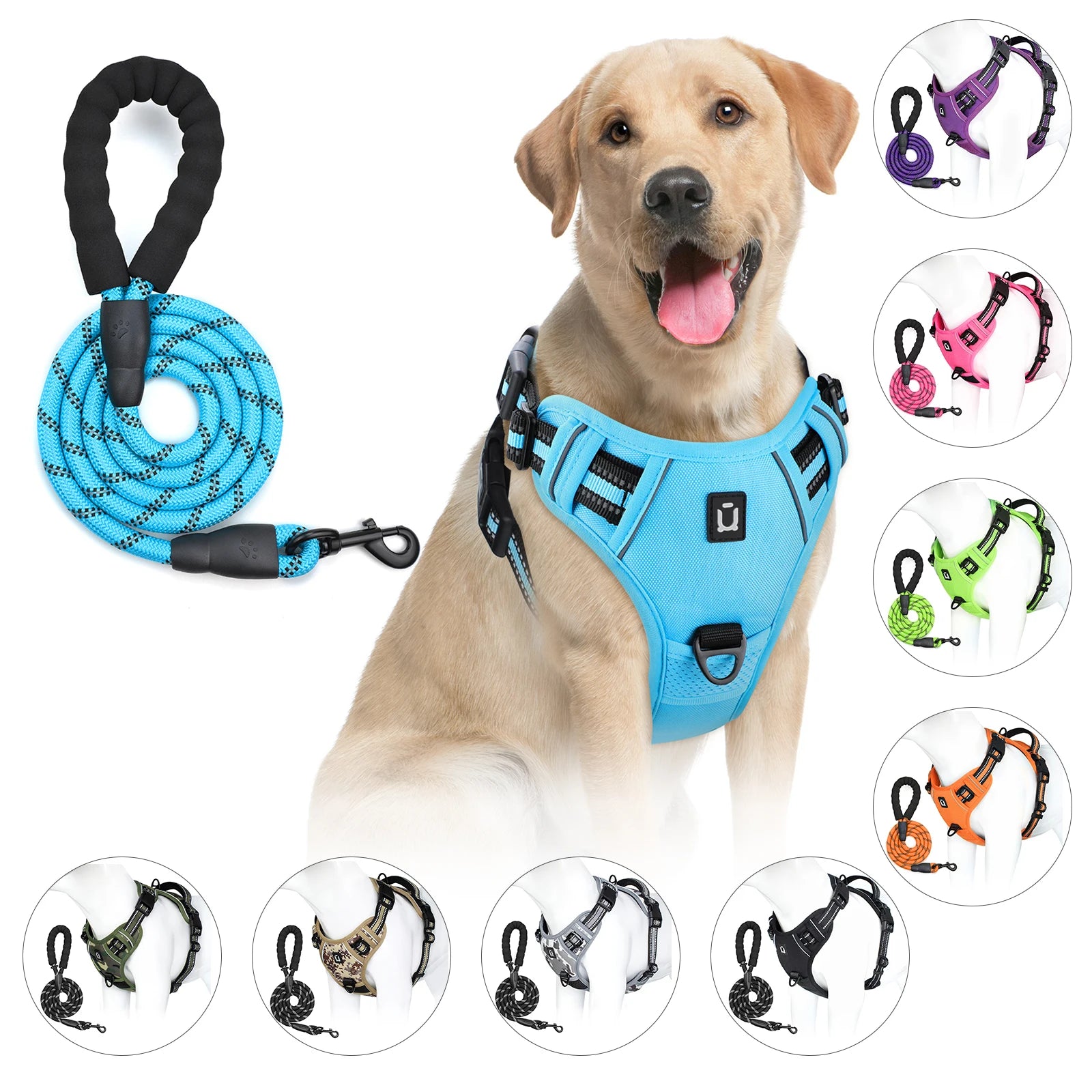 Assorted colors, Dog Harness and Leash Combo, Escape Proof