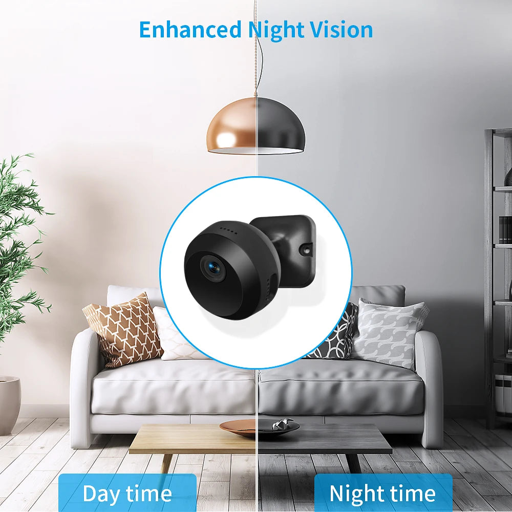 Wi-Fi mini security camera, mobile app, and motion detection