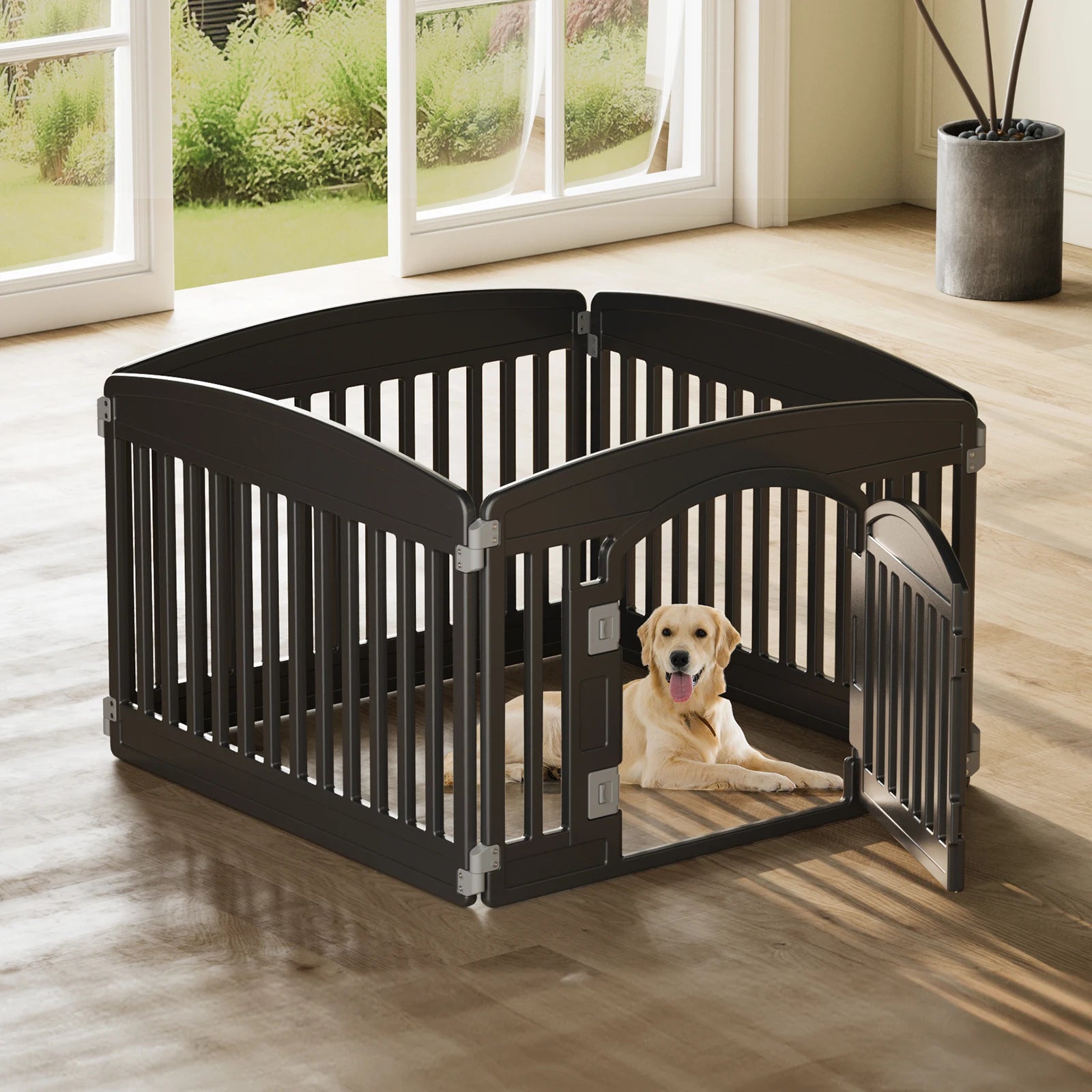 JHK Plastic Dog Playpen 4Panel  Durable Pet Fence