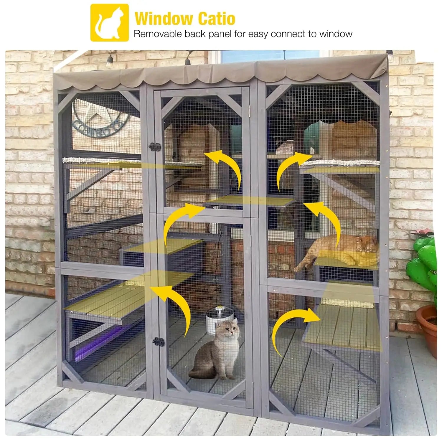 70in Wooden Outdoor Cat Enclosure