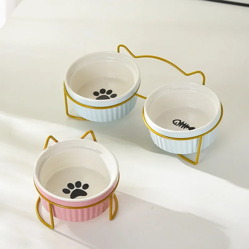 Single Or Double Tilt Bowl Ceramic Bowl for Dog Cat