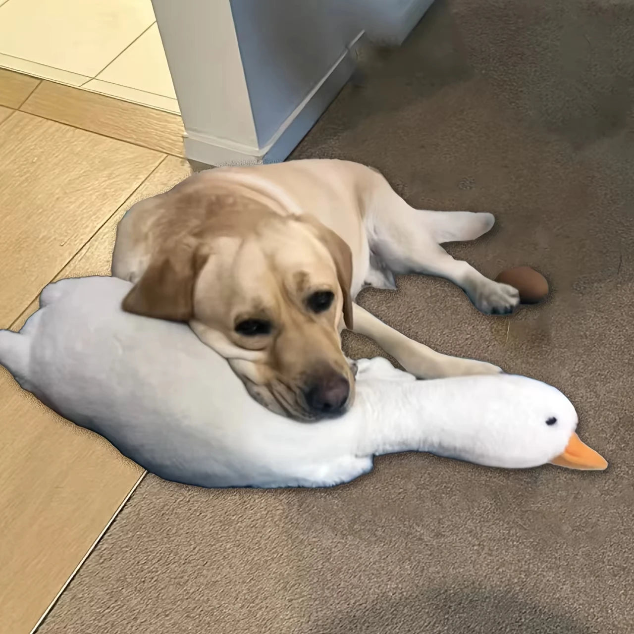 White Realistic  Duck Dog Toy
