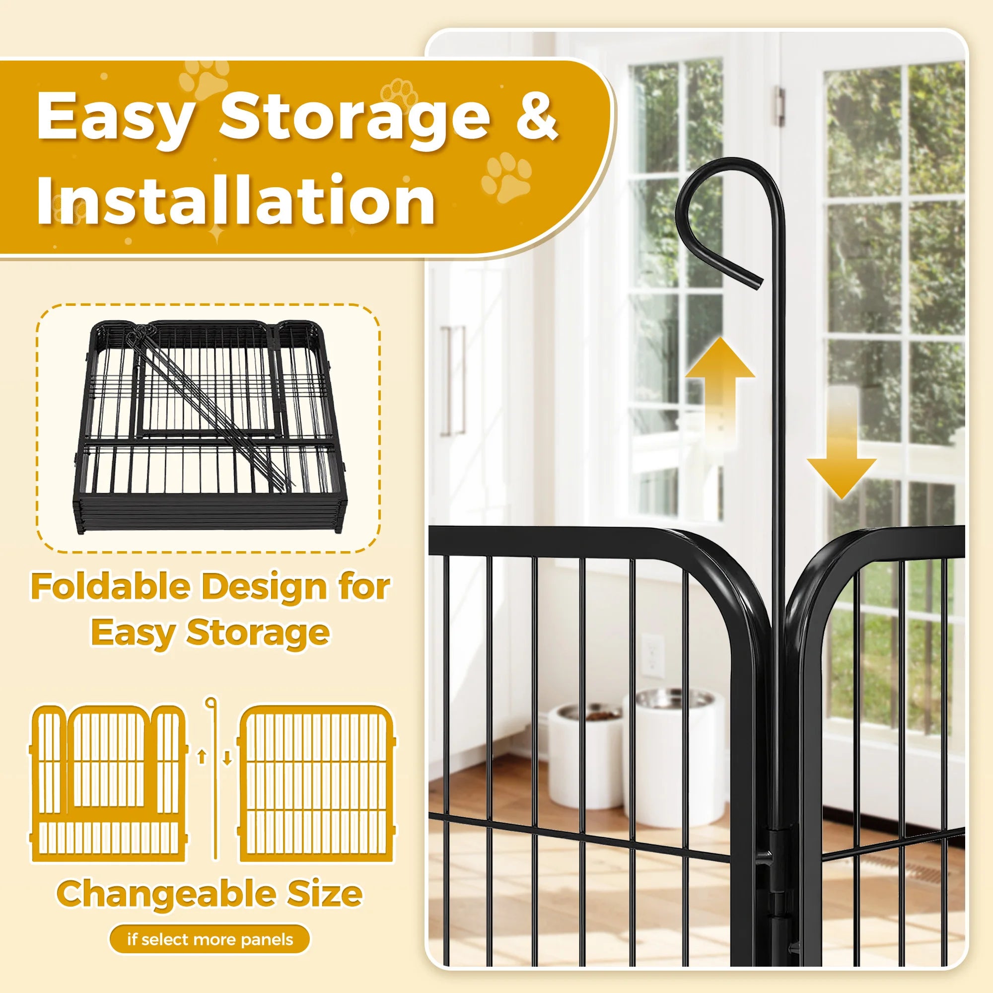 Dog Playpen with Door, Metal Pet Fence, Heavy Duty