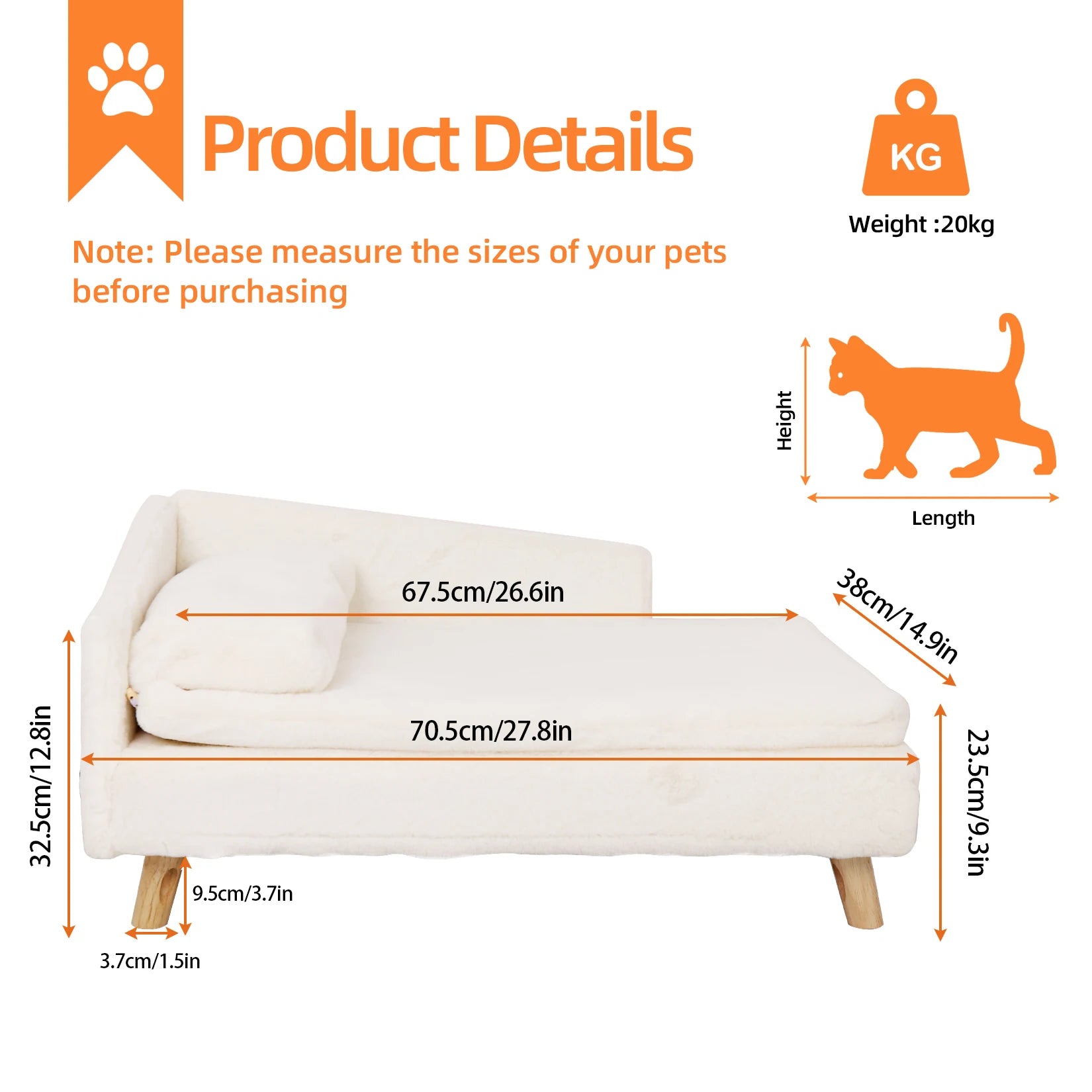 Nordic Elevated Pet Stool Bed, with Cozy Pad Waterproof Bed