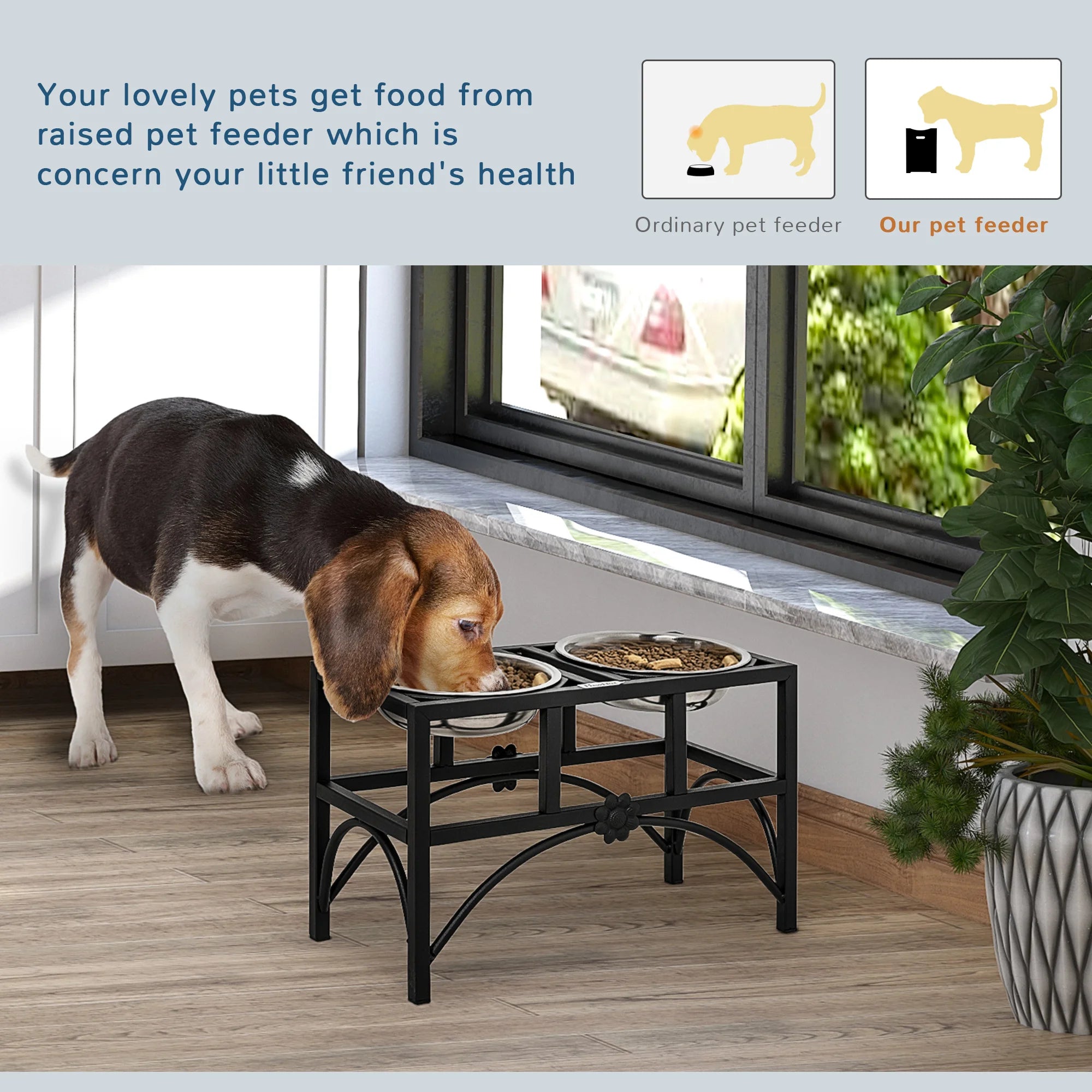 Raiaed- 2-in-1 Stainless Steel Pet Dish