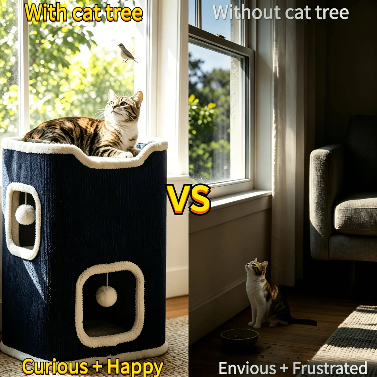 RAYBEE Multi-Level Foldable Cat Tree Tower