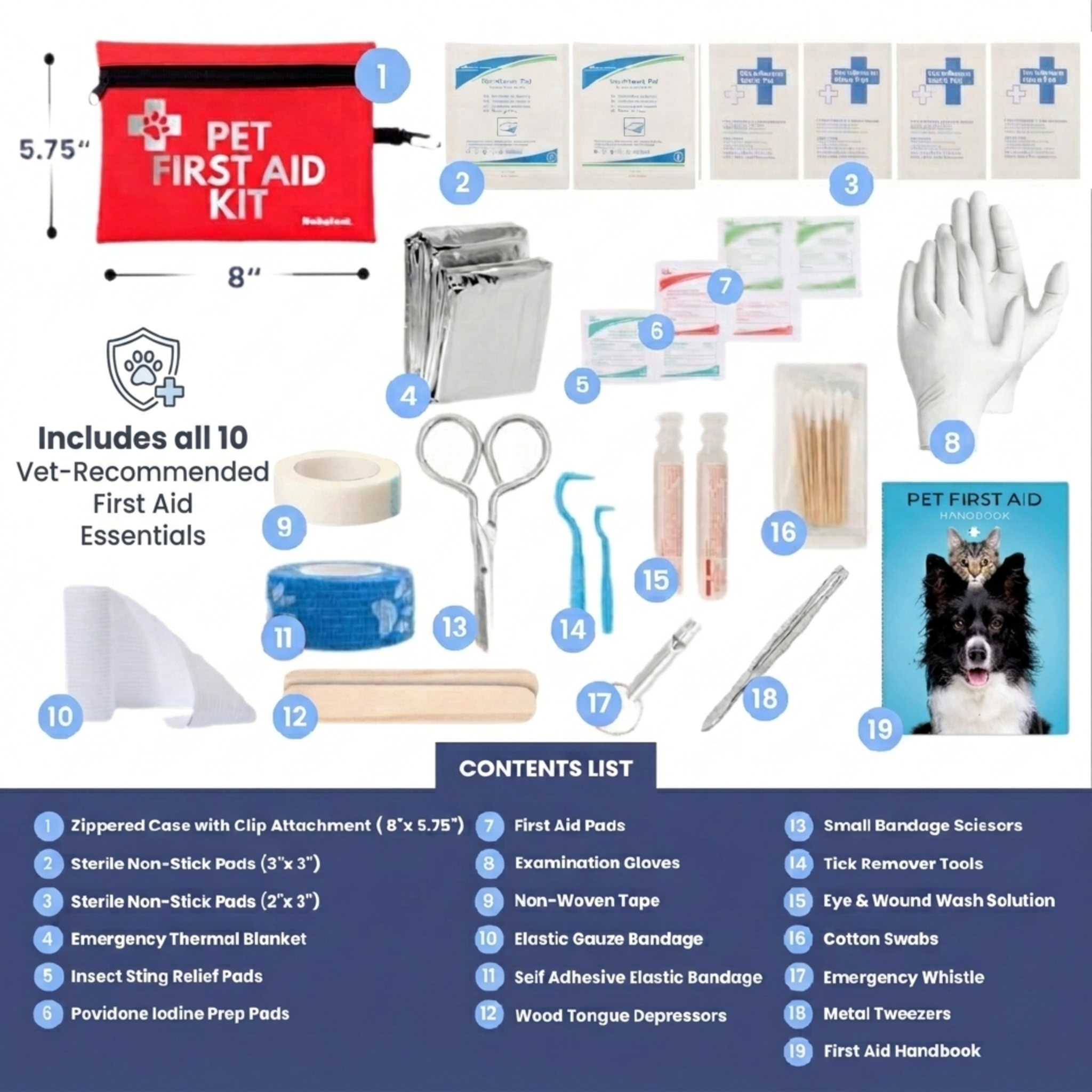 Vet Approved Pet First Aid Kit for Dogs & Cats