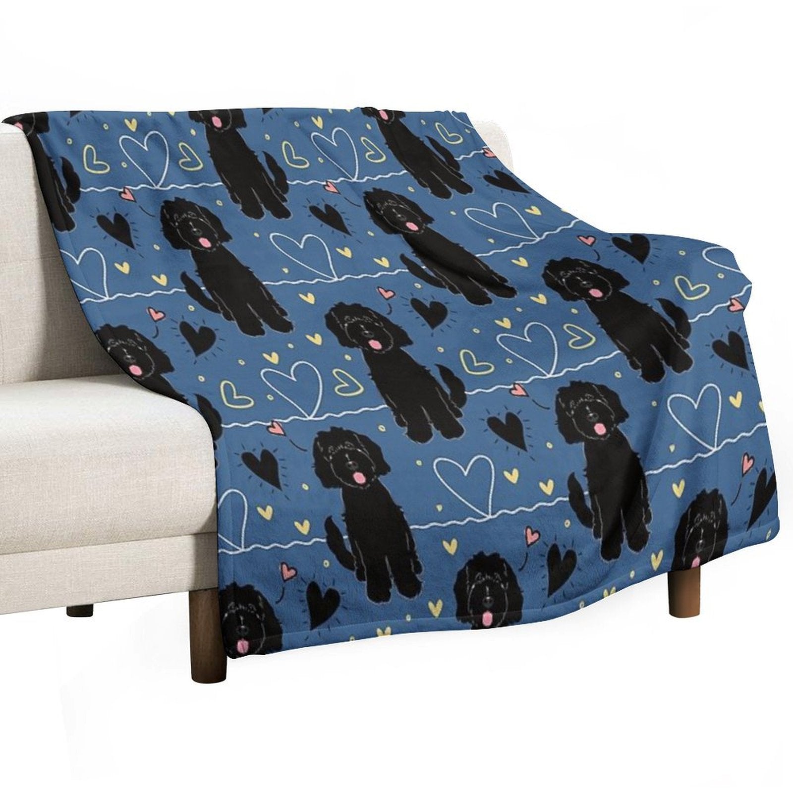 LOVE Black Goldendoodle Dog Throw Blanket