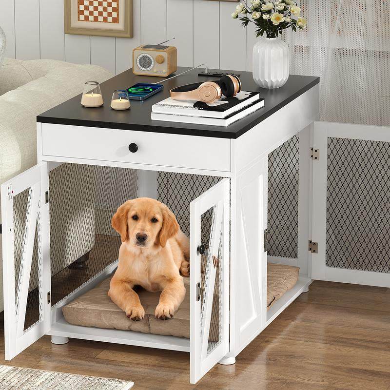 Dog Crate End Table Furniture  | Wooden Dog Kennel for Medium Dogs