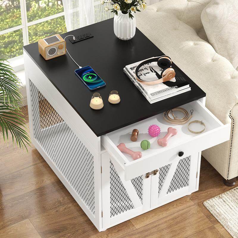 Dog Crate End Table Furniture  | Wooden Dog Kennel for Medium Dogs