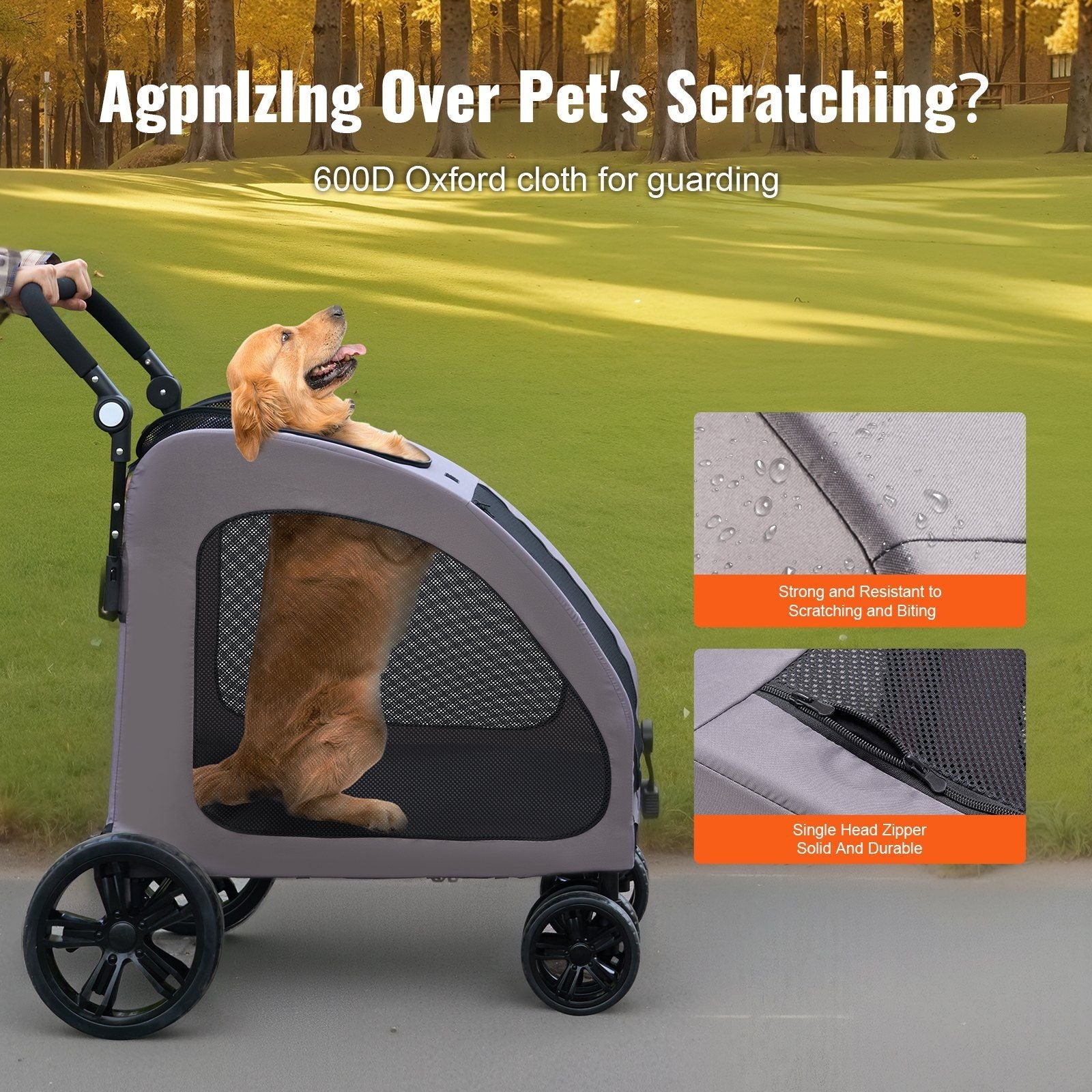 4-Wheels Dog Stroller  160lbs Weight Capacity
