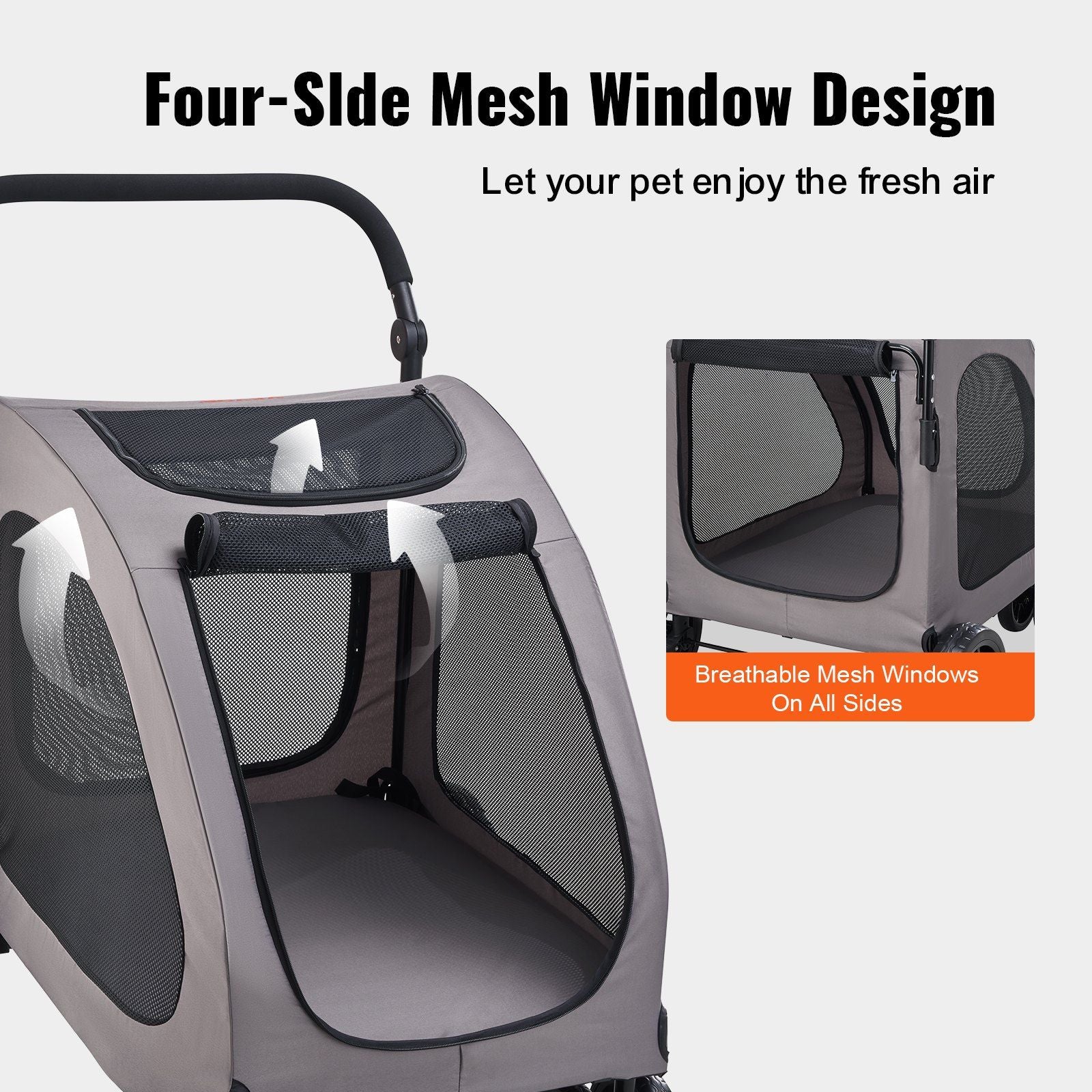 4-Wheels Dog Stroller  160lbs Weight Capacity