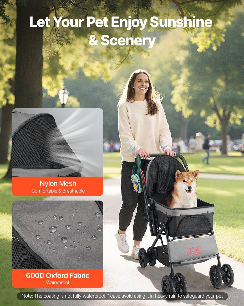 Pet Stroller Foldable 4 Wheels Travel Dog Stroller