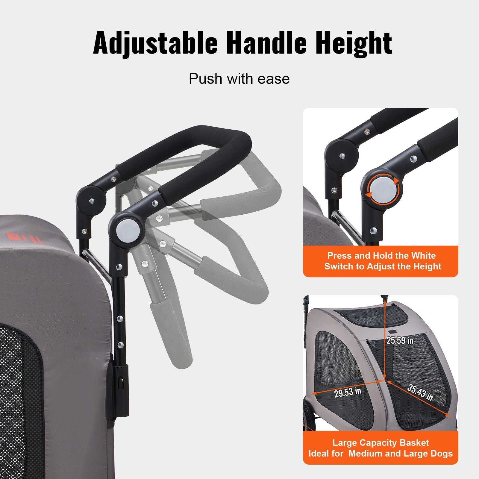 4-Wheels Dog Stroller  160lbs Weight Capacity