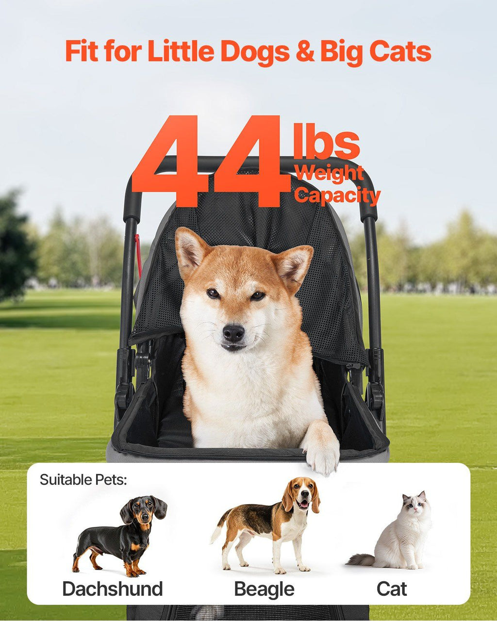 Pet Stroller Foldable 4 Wheels Travel Dog Stroller