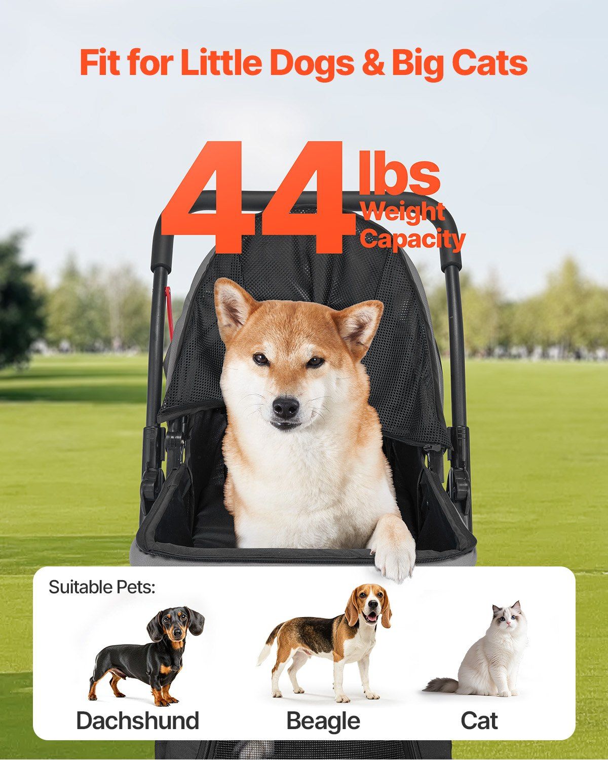 Pet Stroller Foldable 4 Wheels Travel Dog Stroller