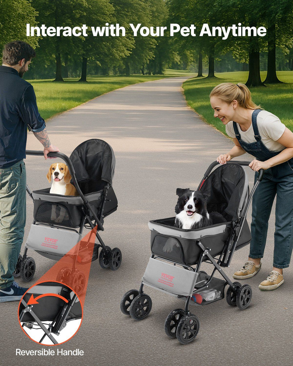 Pet Stroller Foldable 4 Wheels Travel Dog Stroller