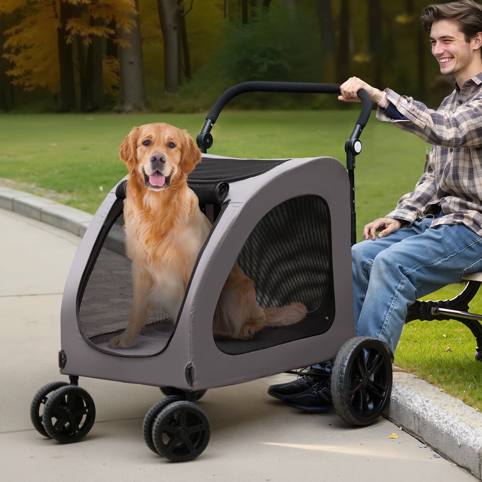 4-Wheels Dog Stroller  160lbs Weight Capacity