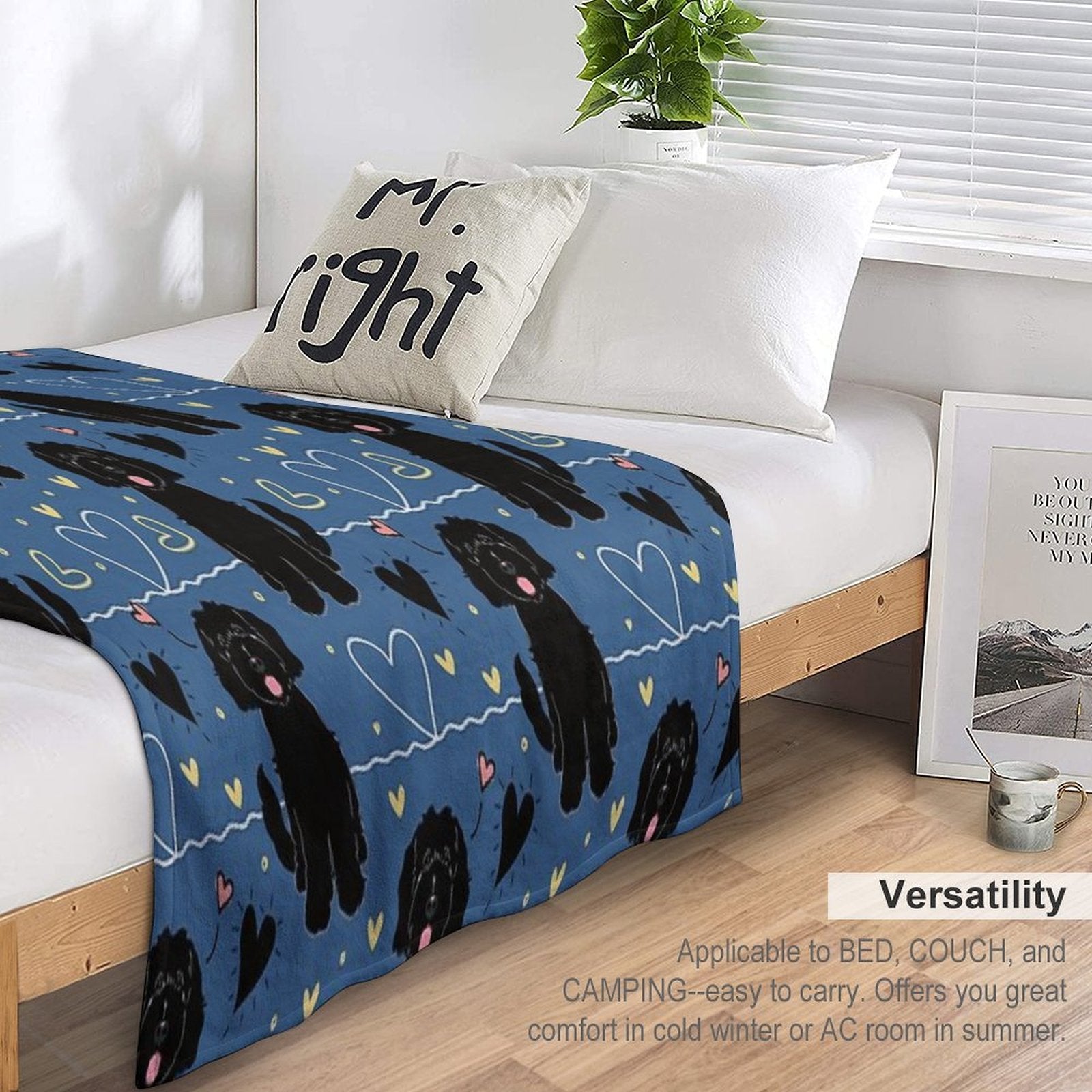 LOVE Black Goldendoodle Dog Throw Blanket